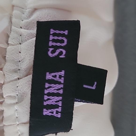 Vintage and Rare Anna Sui 100% Silk Ivory Floral Dress - Picture 3 of 10